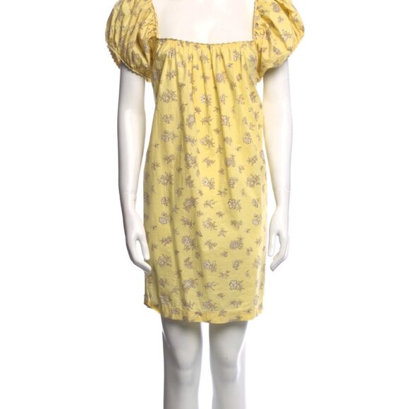 DOEN Yellow Floral Mini Dress Size Medium - Picture 1 of 4